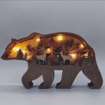 原木雕刻棕熊燈座